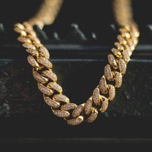 100% GLD, encrusted DIAMOND NECKLACE 14k (CUBAN)